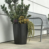 Short Flare low-profile stoneware planter glazed finish, wholesale garden center pottery by Habitudes